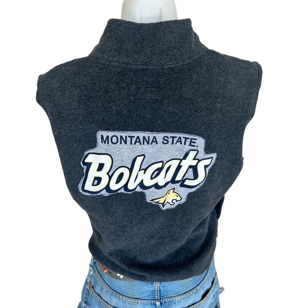 Montana State Bobcat Fleece Vest  XL Football Unique Tailgate MSU Gray Blue